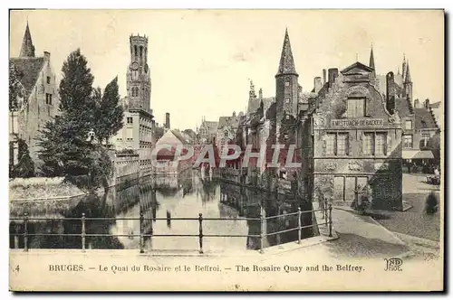 Cartes postales Bruges le quai du rosaire et le beffroi