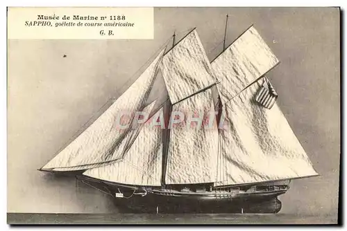 Cartes postales Musee de marine Sappho Goelette de course americaine Voilier