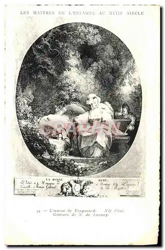 Cartes postales Estampes 18eme Fragonard Launay La bonne mere