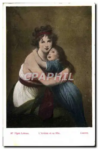 Cartes postales Vigee Lebrun L&#39artiste et sa fille Louvre Paris