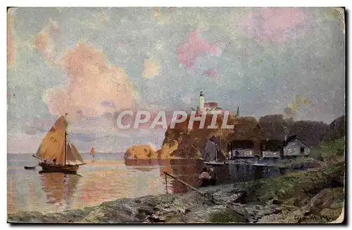 Ansichtskarte AK Paysage au bord de la mer Bateau