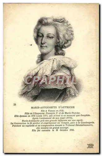 Cartes postales Marie Antoinette d&#39Autriche