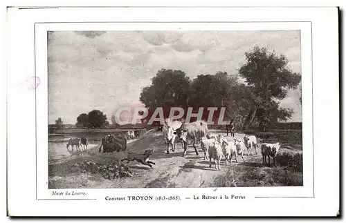 Cartes postales Fantaisie Constant Troyon Le retour a la ferme Vaches