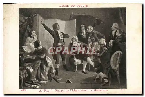 Ansichtskarte AK Fantaisie Musee du Louvre Paris Pils Rouget de l&#39Isle chantant la Marseillaise