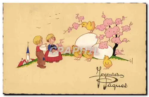 Cartes postales Fantaisie Enfants Paques