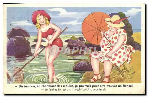 Ansichtskarte AK Fantaisie Femme cherchant des moules