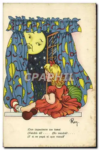 Cartes postales Fantaisie Enfant Lune