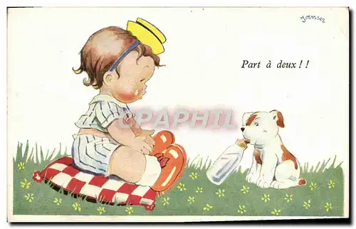 Cartes postales Fantaisie Enfant Bebe chien