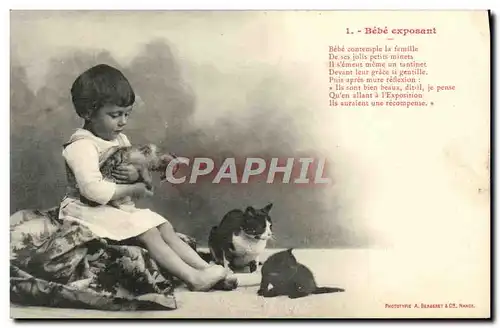 Cartes postales Fantaisie Enfant Bebe exposant Chats Chatons