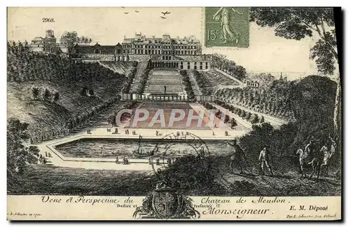 Cartes postales Vue et perspective du chateau de Meudon