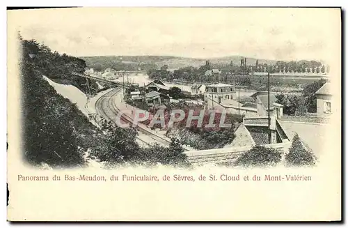 Cartes postales Panoram du Bas Meudon du Duniculaire de Sevres de St Cloud et du Mont Valerien