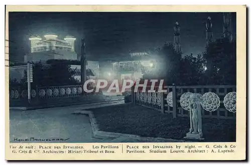 Ansichtskarte AK Place des Invalides La nuit Paris Les pavillons