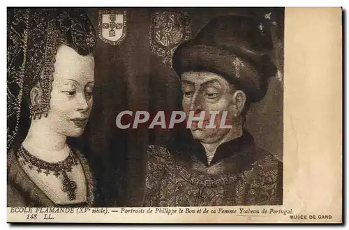 Cartes postales Ecole Flamande Potraits de Philippe le Bon et de sa femme Ysabeau de Portgual Musee de Gand