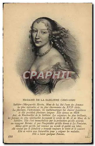 Cartes postales Madame De La Sabliere