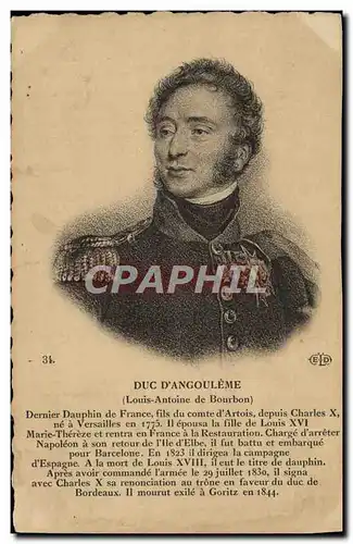 Ansichtskarte AK Duc d&#39Angouleme Dauphin de France