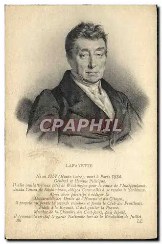 Cartes postales Lafayette General et homme politique