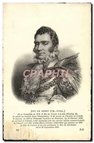 Cartes postales Duc de Berry