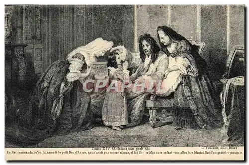 Cartes postales Louis XIV benissant son petit fils