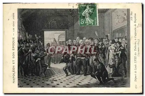 Cartes postales Napoleon 1er Depart de Louis XVIII des Tuileries