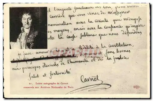 Cartes postales Lettre de Carnot