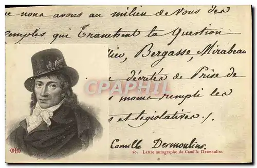 Cartes postales Lettre de Camille Desmoulins