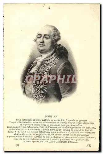 Cartes postales Louis XVI roi de France