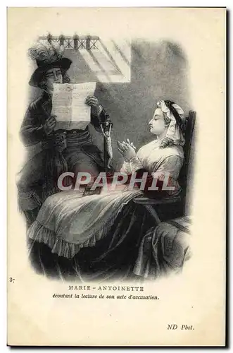 Cartes postales Marie Antoinette ecoutant la lecture de son acte d&#39accusation