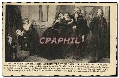 Cartes postales Separartion de Marie Antoinette et du Dauphin 3 juillet 1793