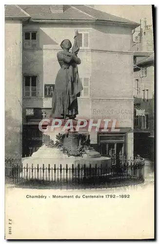 Cartes postales Chambery Monument du centenaire 1792 1892