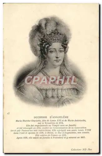 Cartes postales Duchesse d&#39Angouleme Fille de Louis XVI et de MArie antoinette