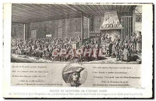 Cartes postales Moeurs et coutumes de l&#39ancien Paris Le cabaret de Jean Ramponaux 1758