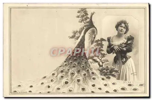 Cartes postales Actrice Delna Oiseau paon