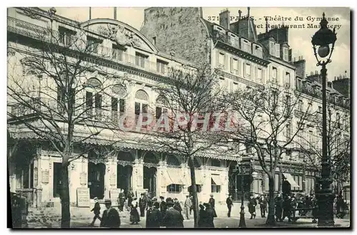 Cartes postales Paris theatre du gymnase et restaurant Marguery
