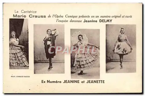 Ansichtskarte AK La cantatrice Marie Crauss Jeanine Delmy Jeanine et Jeanette