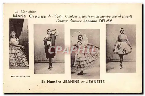 Cartes postales La cantatrice Marie Crauss Jeanine Delmy Jeanine et Jeanette