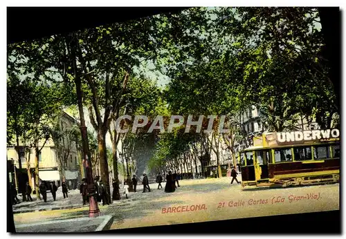 Ansichtskarte AK Barcelona Calle Cortes La Gran Via Tramway