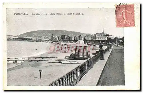 Cartes postales Pyrenees La Plage et la cabine Royale a Saint Sebastien