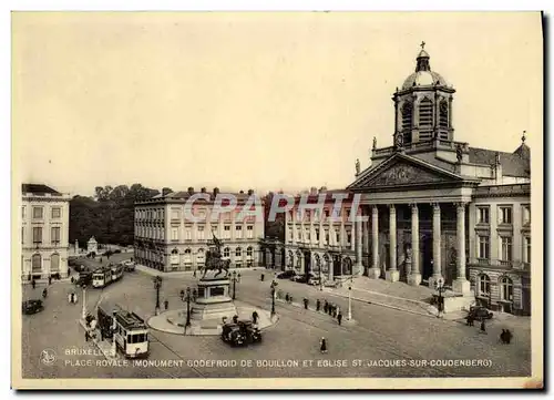 Cartes postales Bruxelles Place Royale Monument Godefroid de Bouillon et Eglise St Jacques sur Coudenberg