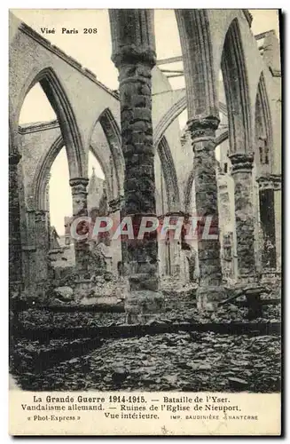 Ansichtskarte AK La Grande Guerre Bataille de l&#39Yser Ruines de l&#39eglise Militaria
