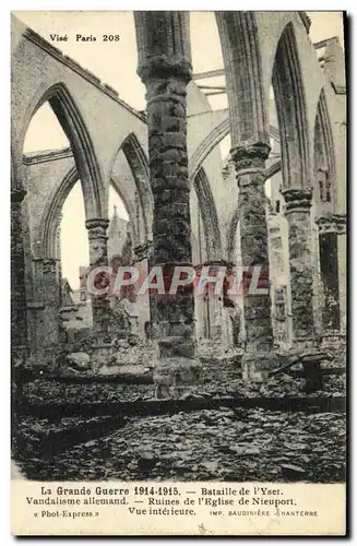 Cartes postales La Grande Guerre Bataille de l&#39Yser Ruines de l&#39eglise Militaria