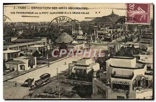 Cartes postales Paris Expostition Internationale des arts decoratifs vue panoramique vers le pont Alexandre III