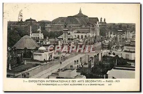 Cartes postales Expostition Internationale des arts decoratifs Paris vue panoramique vers le pont alexandre III