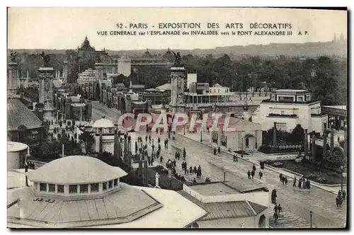 Ansichtskarte AK Paris Expostition des arts decoratifs Vue generale sur l&#39esplanade des invalides vers le pont