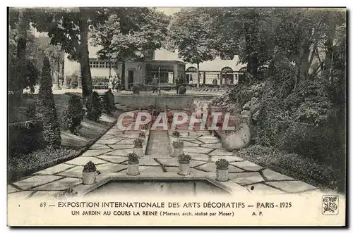 Cartes postales Exposition Internationale des arts decoratifs Paris un jardin au cours la reine