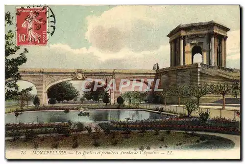 Cartes postales Montpellier Les Jardins Et Premieres Arcades De l'Aqueduc