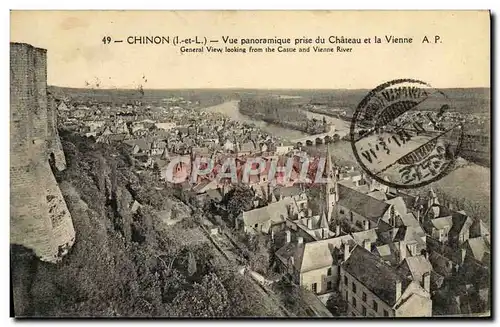 Cartes postales Chinon Vue Panoramique prise du chateau et la vienne