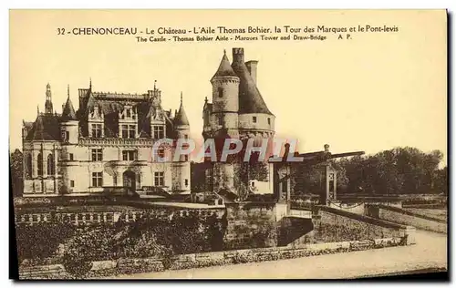 Ansichtskarte AK Chenonceau Le Chateau L&#39Aile thomas Bohier La tour des Marques et le pont levis