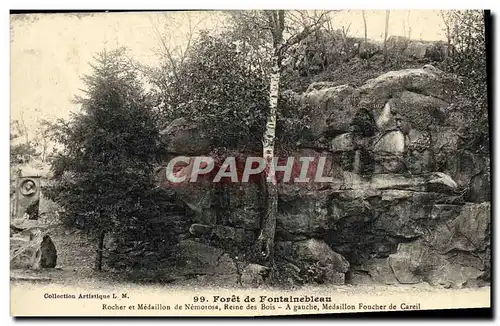 Cartes postales Foret de Fontainebleau rocher et medaillon Foucher de Careil