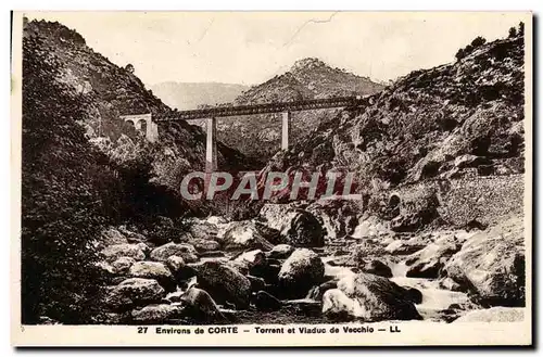 Cartes postales Environs de Corte torrent et viaduc de vecchio