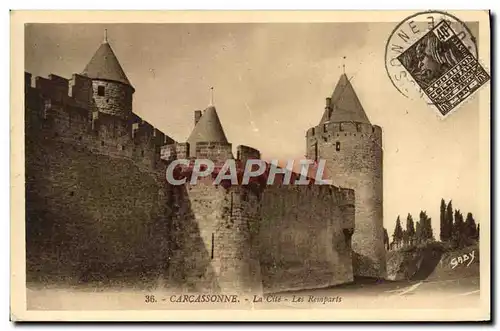 Ansichtskarte AK Carcassonne La cite les remparts